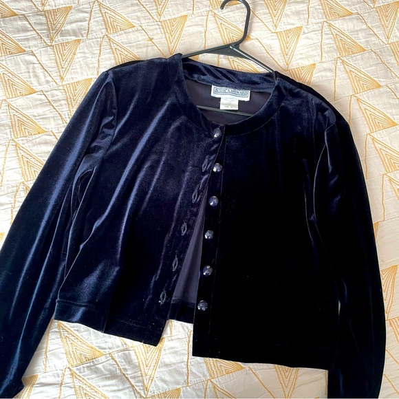 Jessica Howard Sweaters - Vintage 90s/Y2K Jessica Howard Dark Purple Velvet Cardigan